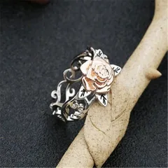 Rose Gold Alloy Ring For Women Featuring Rhinestones And Artificial Gemstones, 1 Piece 5