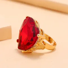Fashion Heart Shape Open Ring For Women, 1 Piece Alloy Ring Featuring Rhinestones Inlay 2