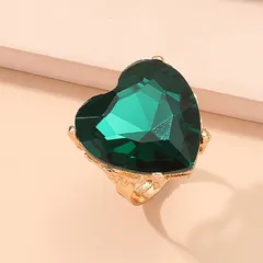 Fashion Heart Shape Open Ring For Women, 1 Piece Alloy Ring Featuring Rhinestones Inlay 3