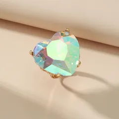 Fashion Heart Shape Open Ring For Women, 1 Piece Alloy Ring Featuring Rhinestones Inlay 4