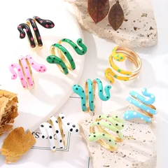 Animal Pattern Open Copper Ring For Women Featuring Enamel Design, One Size, 1 Piece