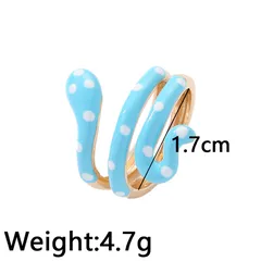 Animal Pattern Open Copper Ring For Women Featuring Enamel Design, One Size, 1 Piece 2