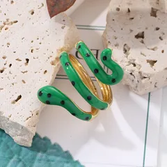 Animal Pattern Open Copper Ring For Women Featuring Enamel Design, One Size, 1 Piece 5