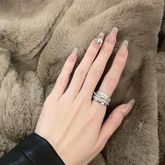 Geometric Metal Ring For Women Featuring Zircon Inlay, IG Style, 1 Piece 4