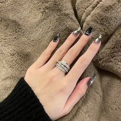 Geometric Metal Ring For Women Featuring Zircon Inlay, IG Style, 1 Piece 5