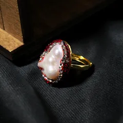 1 Piece Modern Style Geometric Baroque Pearls Plating Freshwater Pearl Long-Lasting Plated Vacuum Plating Long-Lasting Plated Vacuum Plating 18K Gold Plated Women's Rings 3