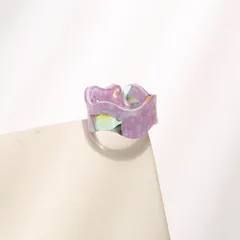 1 Piece Retro Color Block Waves Acrylic Women's Open Rings 2