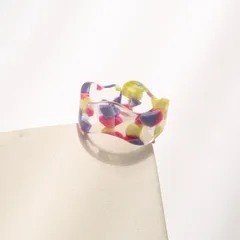 1 Piece Retro Color Block Waves Acrylic Women's Open Rings 3