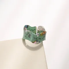1 Piece Retro Color Block Waves Acrylic Women's Open Rings 4