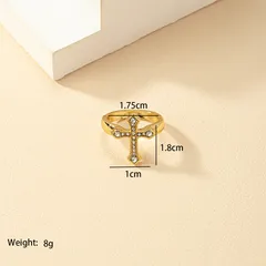Geometric Gold Alloy Ring For Women Featuring Inlay Design, 1 Piece