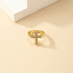 Geometric Gold Alloy Ring For Women Featuring Inlay Design, 1 Piece 3