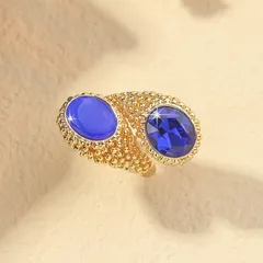 1 Piece Simple Style Shiny Oval Alloy Rhinestones K Gold Plated Women's Rings 4
