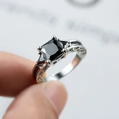 Geometric Retro Alloy Ring For Women Featuring Rhinestones, 1 Piece With Artificial Gemstones Inlay 4