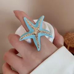 1 Piece Vacation Beach Starfish Iron Enamel Women's Open Rings 3