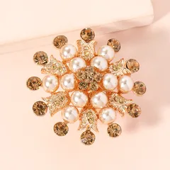 1 Piece Vintage Style Luxurious Flower Alloy Rhinestones Pearl Women's Rings 3