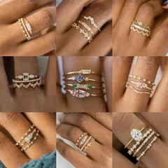 1 Set Classic Style Geometric Alloy Plating Women's Rings