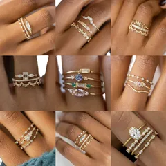 1 Set Classic Style Geometric Alloy Plating Women's Rings 2