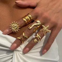 1 Set Retro Classic Style Irregular Solid Color Bow Knot Alloy Plating Women's Adjustable Ring Open Rings
