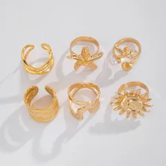 1 Set Retro Classic Style Irregular Solid Color Bow Knot Alloy Plating Women's Adjustable Ring Open Rings 5