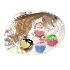 Geometric Acrylic Ring With Resin Inlay In Cartoon Style, Unisex Design, Available In 10 Color 2