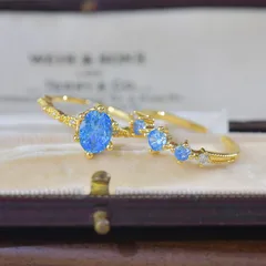 A062 French Style Design Light Luxury Hailan Zircon Super Shiny Exquisite Minority All-Match Open Ring Suit Ring Rings 2