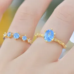 A062 French Style Design Light Luxury Hailan Zircon Super Shiny Exquisite Minority All-Match Open Ring Suit Ring Rings 3