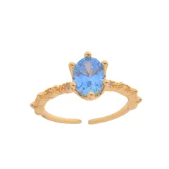 A062 French Style Design Light Luxury Hailan Zircon Super Shiny Exquisite Minority All-Match Open Ring Suit Ring Rings 5