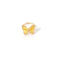 Butterfly Ring For Women In Light Blue Alloy, Simple Style, 1 Piece 2