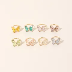 Butterfly Ring For Women In Light Blue Alloy, Simple Style, 1 Piece 5