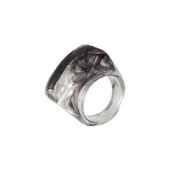 Acrylic Square Ring Multi-Color Block Half-Transparent Unisex Ring Chunky Index Finger Ring Geometric Pattern Polished Finish 5
