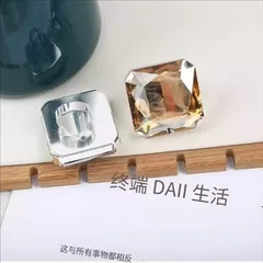 Adjustable 40mm Square Octagonal Crystal Glass Rhinestone Ring Geometric Wedding Dress Colorful Women's Fashion Jewelry Accessory 3