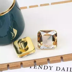 Adjustable 40mm Square Octagonal Crystal Glass Rhinestone Ring Geometric Wedding Dress Colorful Women's Fashion Jewelry Accessory 4