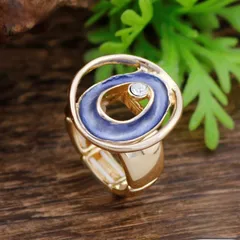 Adjustable Blue Flowers Ring For Women In Zinc Alloy Featuring Enamel Craftsmanship 2
