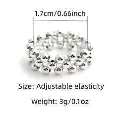 Adjustable Circle Ring For Women, 1 Piece Plastic With White K Plated Coating 0.03µm-0.05µm Featuring Beading Craft 2