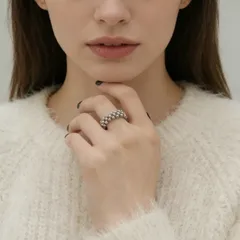 Adjustable Circle Ring For Women, 1 Piece Plastic With White K Plated Coating 0.03µm-0.05µm Featuring Beading Craft 4