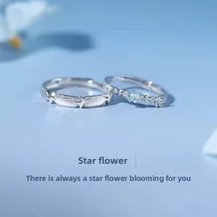 Adjustable Copper Couple Rings For Valentine's Day Featuring Epoxy Craftwork, 1 Pair