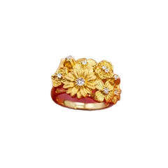 Cute Adjustable Flower Ring For Women In Copper Alloy With Electroplated Finish 2