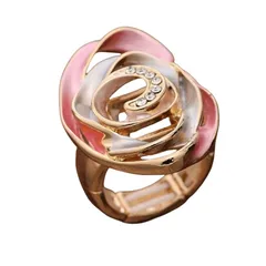 Adjustable Flowers Ring For Women In Colour Zinc Alloy With Rhinestones Inlay 5