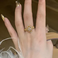 Lucky Heart Adjustable Ring For Women In Simple Style, Copper Material With Zircon Inlay 2