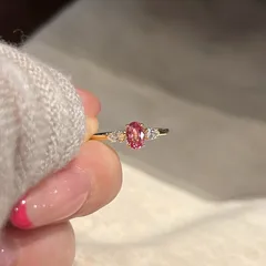 Sweet Adjustable Horse Eye Ring For Women In Natural Pink Copper With Zircon Inlay