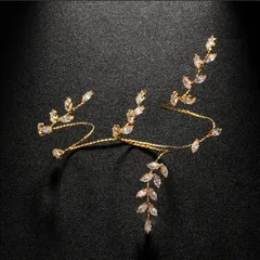 Adjustable Leaf Ring For Women In Mixed Materials With Zircon Inlay, Silver Color, Perfect For Wedding 3