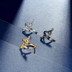 Adjustable Open Ring Music Note Design Versatile Fashion Accessory For Music Lovers Unisex Geometric Pattern Alloy Ring