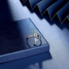 Adjustable Open Ring Music Note Design Versatile Fashion Accessory For Music Lovers Unisex Geometric Pattern Alloy Ring 2