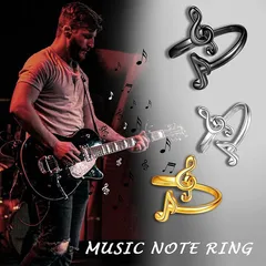 Adjustable Open Ring Music Note Design Versatile Fashion Accessory For Music Lovers Unisex Geometric Pattern Alloy Ring 4