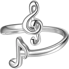 Adjustable Open Ring Music Note Design Versatile Fashion Accessory For Music Lovers Unisex Geometric Pattern Alloy Ring 5