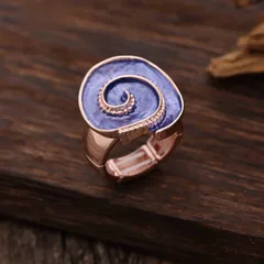 Conch Adjustable Ring For Women In Natural Pink Zinc Alloy With Enamel Craftsmanship 2
