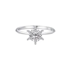 Sweet Adjustable Snowflake Ring For Women In Copper With Zircon Inlay 5