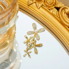 Adjustable Women's Flower Ring With Real Gold Plated PVD Coating And Imitation Pearl Inlay, Novelty Style 5