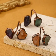 For Adults Casual Geometric Ring With Bronze Plating And Crystal Inlay, Handmade, 1 Piece Pack 5