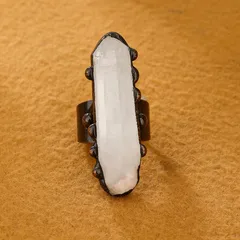 For Adults Casual Geometric Ring With White Crystal Inlay, Handmade Bronze Plating, 1 Piece Pack 4